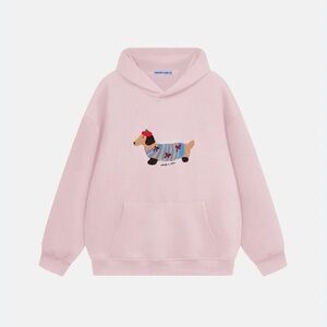 Pink Dachshund Embroidered Hoodie Aelfric Eden